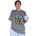 CHKOKKO Oversized Round Neck Drop Shoulder Printed Polyester Half Sleeves T-Shirt for Women
