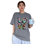 CHKOKKO Oversized Round Neck Drop Shoulder Printed Polyester Half Sleeves T-Shirt for Women