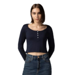 FYLTR Women's Casual Henley Crop Top -100% Cotton Full Sleeves | Fitted Length | Tops for Women Western | Women t Shirt | Stylish Crop Top | Winter T-Shirt for Women | Office Tops