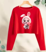 Naintara Fashion Trendy Cute Rbbit Round Neck Full -Sleeves Top For Girls&Woman , Trandy casual look , crop top girls&woman , summer special cottan crop top girls&woman.