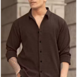 knitted fabric Structured Regular Fit Full Sleeves Shirt