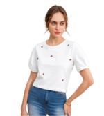 Dream Beauty Fashion Casual Women's Round Neck and Puff Sleeves Stylish Printed Top - 23" inches (Tee-Ananya01)