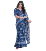 SAREEZAA Women's Cotton Saree with Geometric Print and Unstitched Blouse Piece