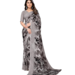 Yashika Women's Trendy Printed Georgette Red Color Saree with Blouse Material