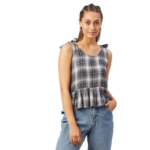 Chimpaaanzee Women Striped Viscose Ruffled Top