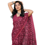 Women's Floral Printed Georgette Saree with Unstitched Blouse Piece
