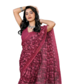 Women's Floral Printed Georgette Saree with Unstitched Blouse Piece