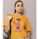 Women’s Round Neck Graphic Print T-Shirt – Short Sleeve Polyester Casual Top Color Musterd Size 2XL (WOMENS-1002 MUSTERD XXL) - Image 2