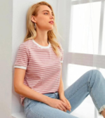 Dream Beauty Fashion Women's Half Sleeve Round Neck Printed Fitted Tee -23" Inches (Heena-Top) - Image 2