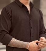 knitted fabric Structured Regular Fit Full Sleeves Shirt - Image 2