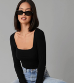 Dream Beauty Fashion Women's Long Sleeve Slim Fit Top/T-Shirt Square Neck Casual (Top-Sakira-1) - Image 2