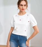 Dream Beauty Fashion Casual Women's Round Neck and Puff Sleeves Stylish Printed Top - 23" inches (Tee-Ananya01) - Image 2