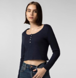 FYLTR Women's Casual Henley Crop Top -100% Cotton Full Sleeves | Fitted Length | Tops for Women Western | Women t Shirt | Stylish Crop Top | Winter T-Shirt for Women | Office Tops - Image 3