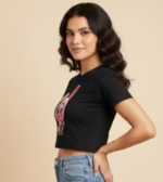 Trendy Cute Bunny Print Women Crop Top - Image 3