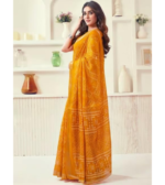 SAREEZAA Women's Cotton Printed Saree with Zari Stripe and Unstitched Blouse Piece - Image 3