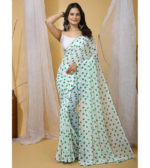 Ethnic Motif Print Georgette Saree with Unstitched Blouse Piece - Image 3