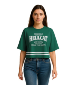 HELLCAT Oversized Crop Tshirt for Woman | Women's Half Sleeve Oversized Tshirt