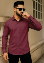AITAVIK OVERSEAS 100% Cotton Regular Fit Solids Full Sleeves Men's Casual Shirt - Maroon ( Pack of 1 ) - Image 2