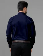 AITAVIK OVERSEAS Cotton Blend Regular Fit Solids Full Sleeves Men's Casual Shirt - Navy Blue ( Pack of 1 ) - Image 2