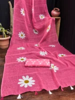 ANAND SAREE Cotton Blend Printed Regular Saree With Unstitched Blouse Piece ( Pink ) - Image 4