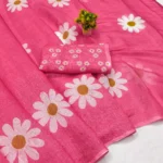 ANAND SAREE Cotton Blend Printed Regular Saree With Unstitched Blouse Piece ( Pink )