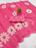 ANAND SAREE Cotton Blend Printed Regular Saree With Unstitched Blouse Piece ( Pink )