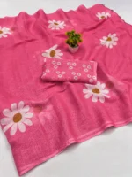 ANAND SAREE Cotton Blend Printed Regular Saree With Unstitched Blouse Piece ( Pink ) - Image 3