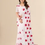 ANAND SAREES Georgette Embroidered Saree With Unstitched Blouse Piece ( White )