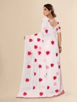 ANAND SAREES Georgette Embroidered Saree With Unstitched Blouse Piece ( White ) - Image 3