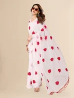 ANAND SAREES Georgette Embroidered Saree With Unstitched Blouse Piece ( White ) - Image 4