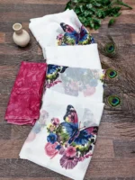 ANAND SAREES Georgette Printed Regular Saree With Unstitched Blouse Piece ( Pink )