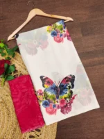 ANAND SAREES Georgette Printed Regular Saree With Unstitched Blouse Piece ( Pink ) - Image 3