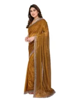 ANAND SAREES Net Solid Ilkal Saree With Unstitched Blouse Piece ( Yellow ) - Image 2