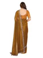 ANAND SAREES Net Solid Ilkal Saree With Unstitched Blouse Piece ( Yellow ) - Image 3