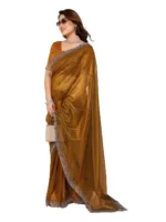 ANAND SAREES Net Solid Ilkal Saree With Unstitched Blouse Piece ( Yellow ) - Image 4