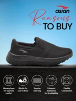 ASIAN SUPERWALK-19 Black Men's Sports Running Shoes - Image 3