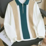 AUSK Men Cotton Blend Regular Fit Striped Polo T Shirt ( Blue )