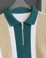 AUSK Men Cotton Blend Regular Fit Striped Polo T Shirt ( Blue ) - Image 4