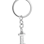 Americ Style Alphabet I Chrome Metal Finish Keyring Key Chain (Silver)