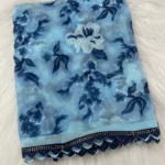 BHAVIKA SILK MILLS Georgette Printed Regular Saree With Stitched Blouse ( blue )