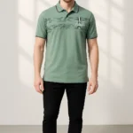 Dollar Men Cotton Regular Fit Printed Polo T Shirt ( Green )
