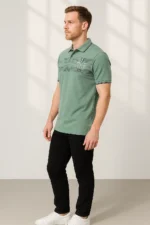 Dollar Men Cotton Regular Fit Printed Polo T Shirt ( Green ) - Image 2