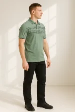 Dollar Men Cotton Regular Fit Printed Polo T Shirt ( Green ) - Image 3