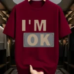 ENITOR Men Cotton Blend Oversized Fit Printed T-Shirt ( Maroon )