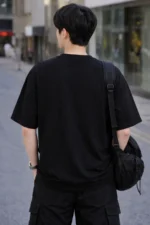 Elega Stride Men Cotton Blend Oversized Fit Printed T-Shirt ( Black ) - Image 2