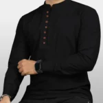 Ethnic Trendz Black Cotton Blend Men's Shirt Style Kurta ( Pack of 1 )