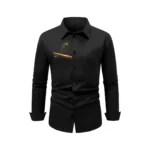 FABPLANET Polyester Regular Fit Printed Full Sleeves Men's Casual Shirt - Black ( Pack of 1 )