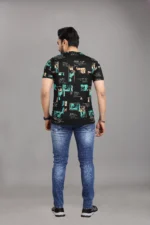 FABRIPPLE Polyester Regular Fit Printed Half Sleeves Men's Round T-Shirt - Blue ( Pack of 1 ) - Image 2