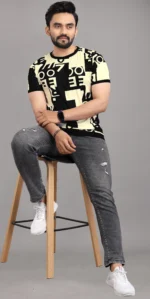 FABRIPPLE Polyester Regular Fit Printed Half Sleeves Men's Round T-Shirt - Multicolor ( Pack of 1 ) - Image 3