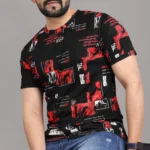 FABRIPPLE Polyester Regular Fit Printed Half Sleeves Men's Round T-Shirt - Red ( Pack of 1 )